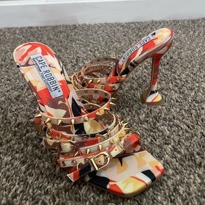 Cape Robbin “Bonita “Multi Color High Heels Studded Square Open Toe Y2K